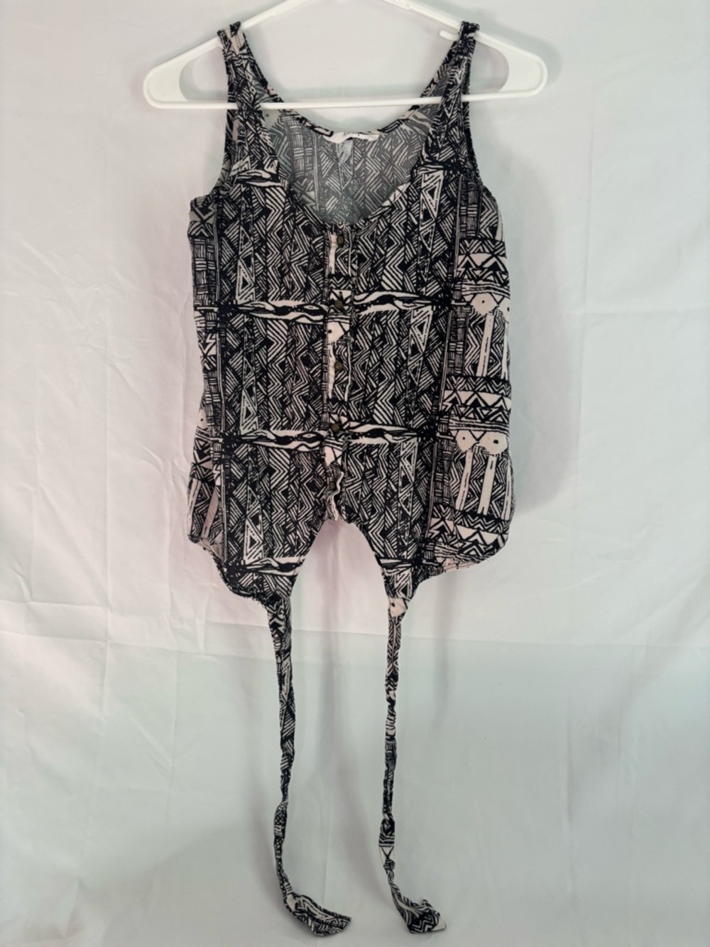 Riviera Black and Cream Tribal Print Top